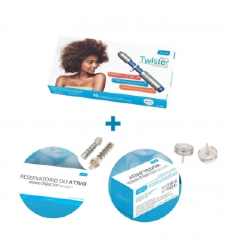 Kit Caneta pressurizada Twister iNjector + 10 un. Reservatório de Ativo + 10 un. Adaptador de Reservatório de Ativo 0,5ml - Basall Kit Caneta pressurizada Twister iNjector + 10 un. Reservatório de Ativo + 10 un. Adaptador de Reservatório de Ativo 0,5ml - Basall